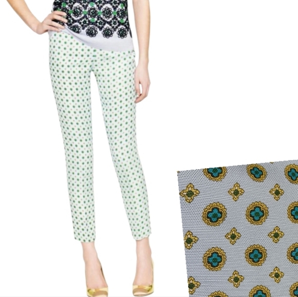 J. Crew Pants - J. Crew Cafe Capri Pants Silk Linen Blue Frost Foulard Print